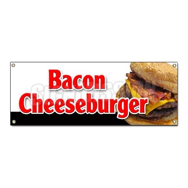 BACON CHEESEBURGER BANNER SIGN lunch dinner special food value fries